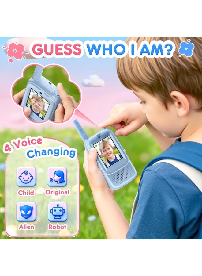 كلوزيلي عبوتان من ألعاب الأطفال الصوتية، جهاز اتصال مرئي قابل لإعادة الشحن، لعبة تواصل، أجهزة تحكم عن بعد لاسلكية، مع مُغير صوت ومحادثة فيديو، عمر بطارية طويل ومدى بعيد، هدية للأولاد والبنات، هدية عيد ميلاد (أزرق ووردي) - Image 3